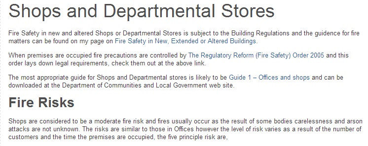 Fire Risk Assessment Helps Avert Fire in Shops and Department Stores