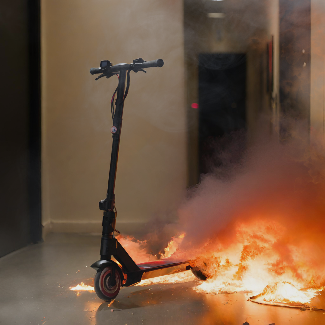 e-scooter on fire